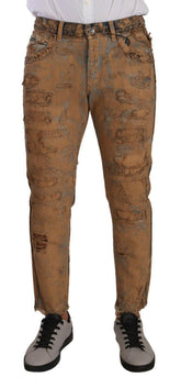 Dolce & Gabbana Brown Distressed Cotton Regular Denim Jeans -   -  Dolce & Gabbana.